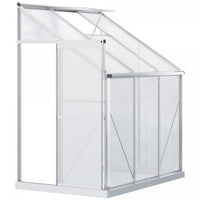 Outsunny 6' X 4' X 7' Lean-to Polycarbonate Greenhouse With Sliding Door And Roof Vent, Walk-in Gard