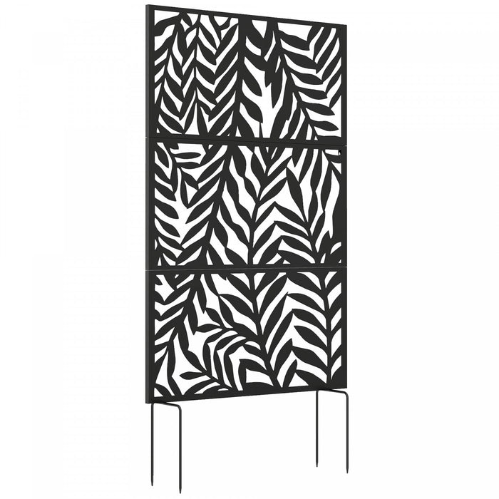 Outsunny 72\" x 38\" Metal Outdoor Privacy Screen, Black