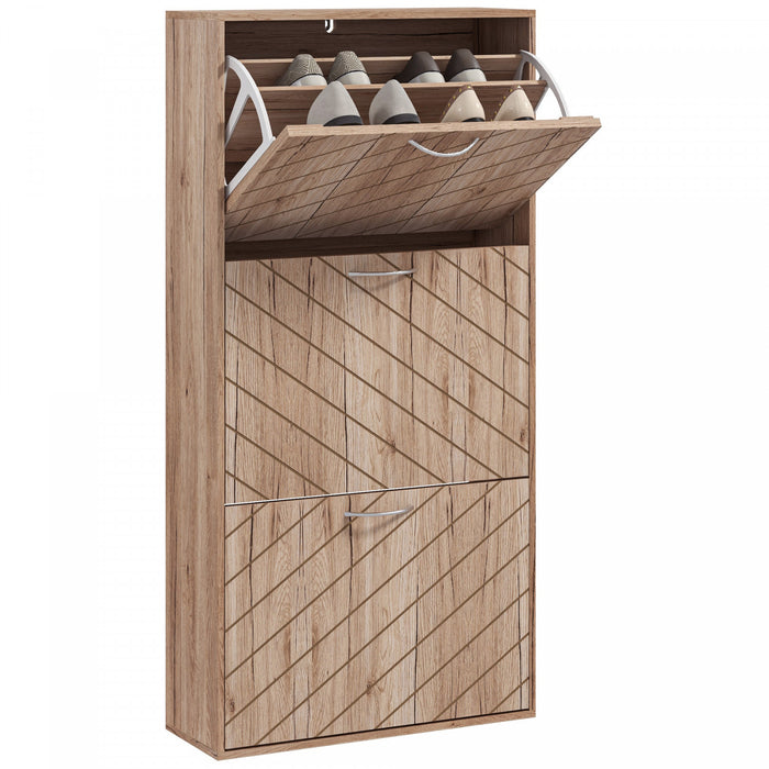 HOMCOM Slim Shoe Storage Cabinet with 3 Flip Drawers for 9-12 Pair of Shoes