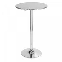 LumiSource Bistro Contemporary Adjustable Round Bar Dining Table - Silver