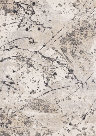 Sophie Grey Beige Black White Paint Splatter Design Rug, 5'3" x 7'7" Indoor Area Rug | Tapis Sophie a motif d'eclaboussures de peinture grises, beiges, noires et blanches, 5'3" x 7'7"