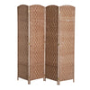 Homcom Double Hinged Woven Wicker Room Divider And Privacy Screens