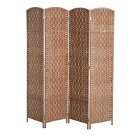 Homcom Double Hinged Woven Wicker Room Divider And Privacy Screens