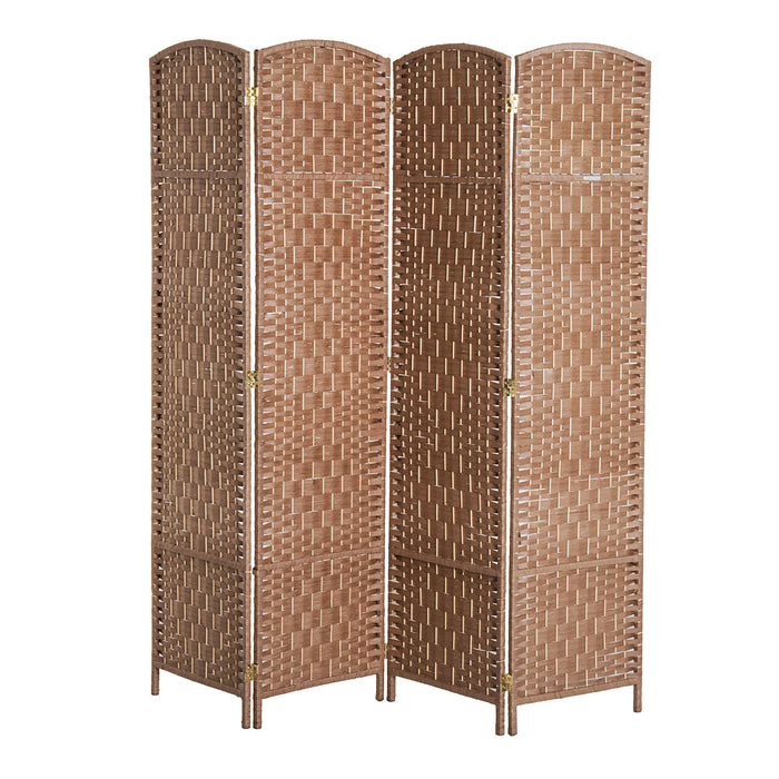 Homcom Double Hinged Woven Wicker Room Divider And Privacy Screens