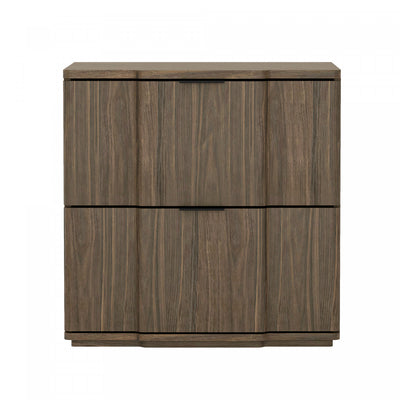 Clive Mid-Century Modern 22" Nightstand in Walnut and Black (2-Drawer) | Table de nuit Clive style milieu du siecle moderne 56 cm en noyer et noir (2 tiroirs)