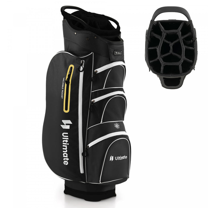Costway Lightweight Golf Cart Bag With 15 Way Top Divider Individual Putter Well Cooler Bag Black