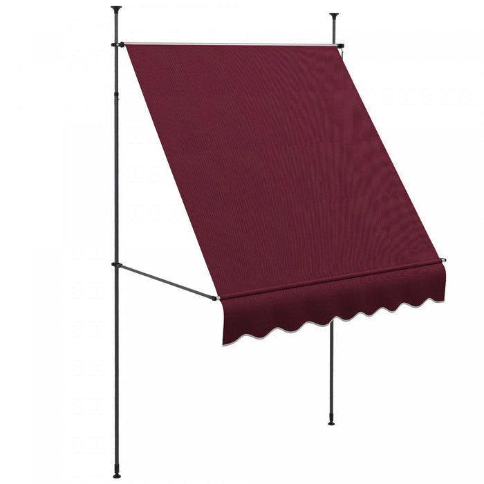 Outsunny 6.5' X 4' Retractable Awning, Freestanding & Non-screw, Wine Red