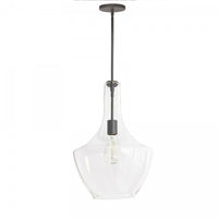 Dainolite Petalite 1 Light Pendant Large Matte Black Clear Glass Lamp