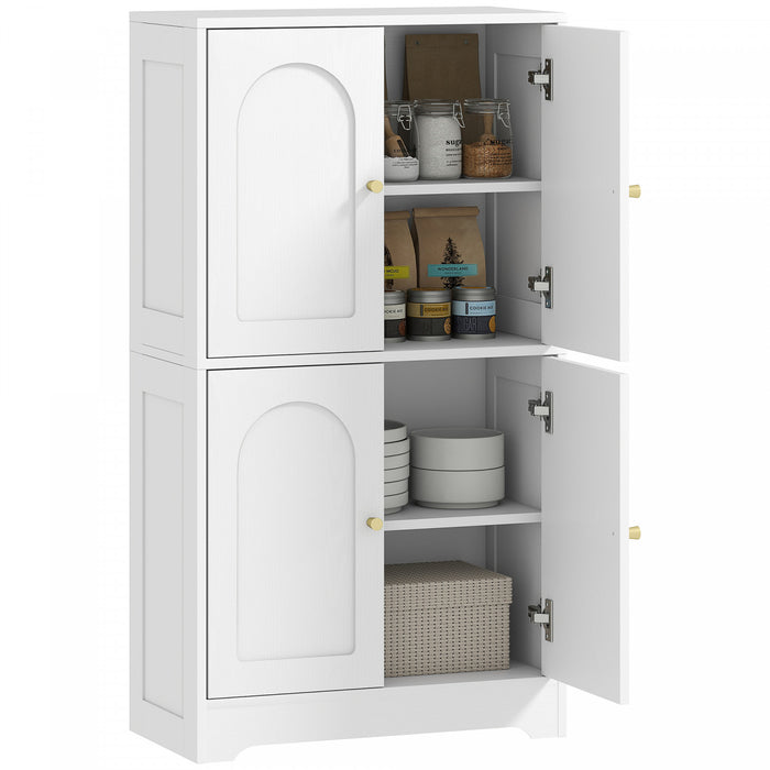 HOMCOM 43\" Kitchen Pantry Cabinet, Modern 4-Tier Storage Cabinet, White