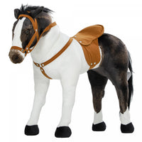 Qaba Standing Ride On Horse, Plush Pony Toy For Kids With Neighing Sound, Soft Padding, For Cowboy C