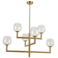 Dainolite Nora 6 Light Chandelier Aged Brass Clear Glass Lamp