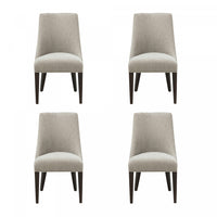Beever Modern Chenille Wood Dining Chair in Taupe - Set of 4