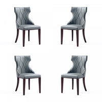 Reine Traditional Wood Upholstered Dining Chair in Gray - Set of 4