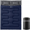 Outsunny Double Sleeping Bag for Adults, Queen Size 2 Person Sleeping Bag, Lightweight Quilt with 2 Pillows, for Cold Weather & Warm, Camping Hiking Backpacking, Dark Blue