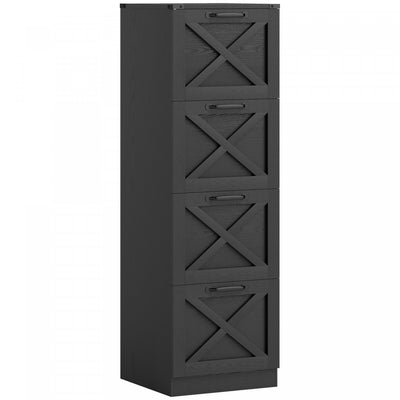HOMCOM 4 Drawer File Cabinet, Filing Cabinet Fits Letter/A4 Size, Black