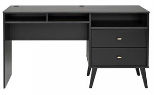 Milo Desk with Side Storage and Two Drawers - Black
