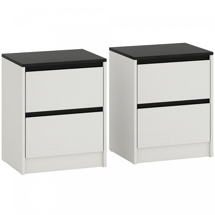 HOMCOM Nightstands Set of 2, Modern Bedside Tables with 2 Drawers, White