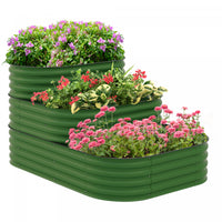 Outsunny 3-tier Raised Garden Bed Kit, 5.2x3.6x2.7ft Outdoor Galvanized Planter Box With Safety Edgi