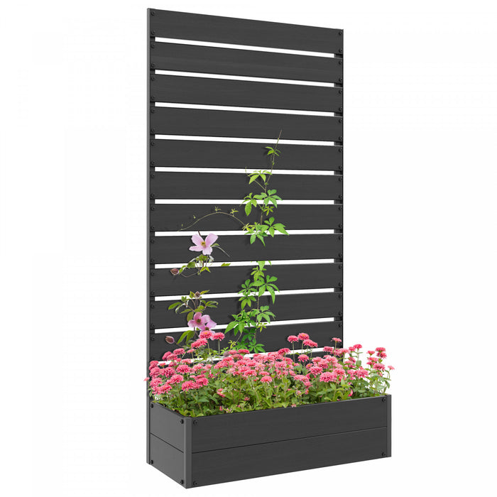 Outsunny Raised Garden Bed With Trellis For Climbing Plants & Vines, Black