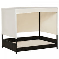 Pawhut Wicker Dog House Elevated Pet Bed With Shade Canopy For Medium Large Dogs Indoor Outdoor With