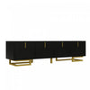 Aspect 63 Inch TV Stand with Textured Doors and Gold Legs, Black