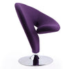 Manhattan Comfort Curl Polished Chrome Wool Blend Swivel Accent Chair - Purple
