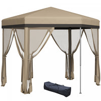 Outsunny 12x12 Pop Up Canopy Tent, Hexagon Gazebo With Mosquito Netting, Carry Bag, Stakes, Ropes, H