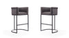 Cosmopolitan Mid-Century Modern Metal Upholstered Barstool in Graphite - Set of 2 Bar Stool