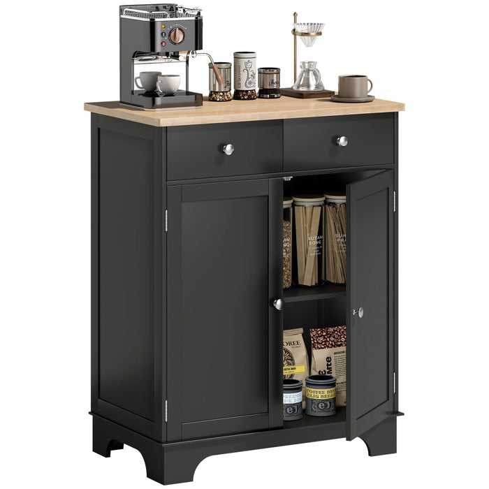 HOMCOM Kitchen Storage Cabinet, Sideboard Floor Cupboard with 2 Drawers