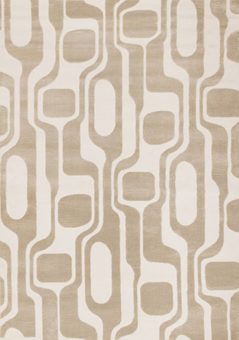 Leopold Modern Mid-Century Beige Cream Area Rug - 5'3\" x 7'7\"