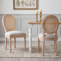 Ethan Solid Wood Rubberwood Dining Chair Set of 2 Pieces with Upholstered Seat,Beige 