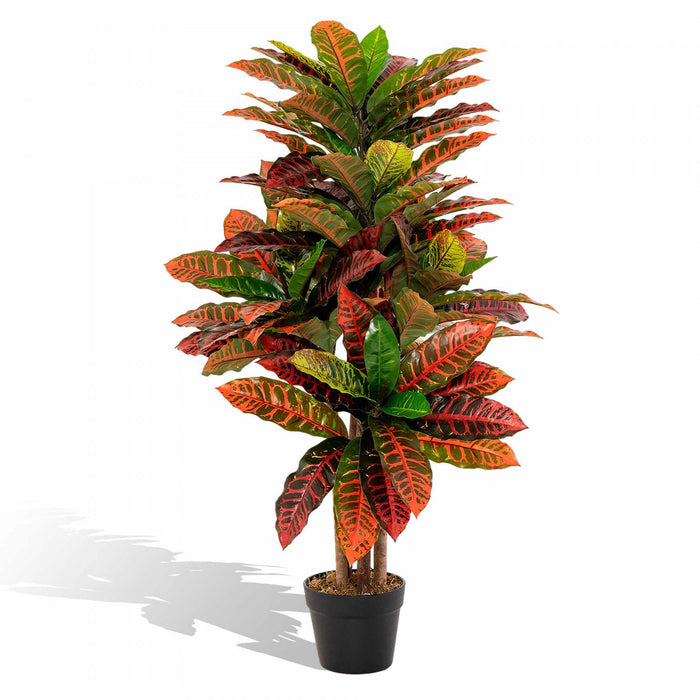 Costway Artificial Croton Plant 40\" Tall Faux Fiddle Leaf Fig Tree Fake Croton Palm Tree