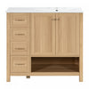 Oakmere 36 Inch Single Sink Bathroom Vanity with Two Doors and Two Drawers, Natural Wood