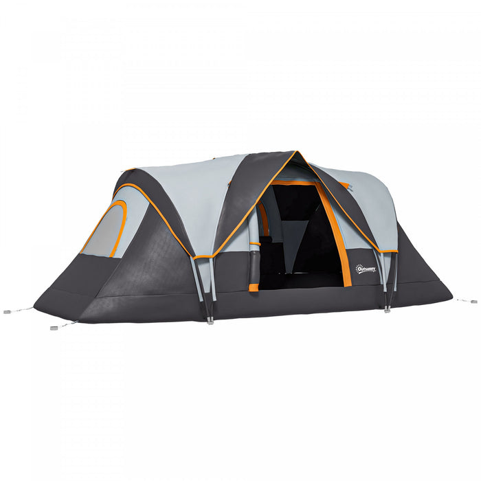 Outsunny 5-6 Person Outdoor Camping Tent, Family Tent W/ Light Hook, Cream