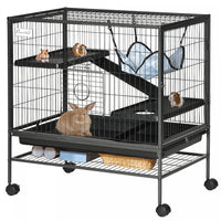 Pawhut Small Animal Cage With Wheels, Pet Playpen For Ferrets, Chinchillas, Guinea Pigs, Kittens, Wi