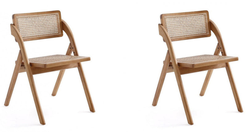 Manhattan Comfort Set of 2 Lambinet Folding Dining Chairs - Natural Cane