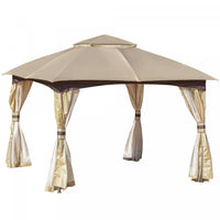 Outsunny 11' X 11' Steel Gazebo Canopy Party Tent Shelter With Double Roof, Netting Sidewalls, Corne