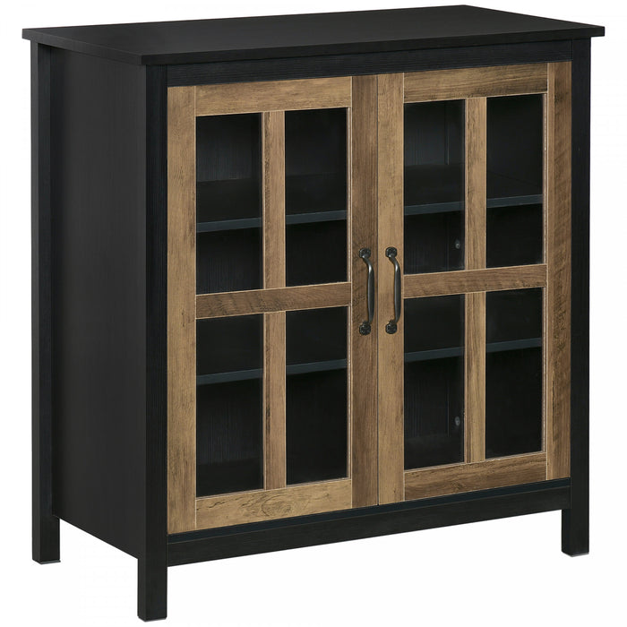 HOMCOM Kitchen Sideboard with Glass Doors Buffet Cabinet Accent Cabinet