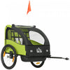 Aosom 2-Seat Bike Trailer for Kids, Baby Bicycle Trailer with Storage Bag, 5-Point Harness, 20\" Rubber Wheels, Safety Flag, Reflectors, Shock Absorber System, for 18+ Months, Green