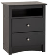 Jade Tall 2-Drawer Nightstand - Black