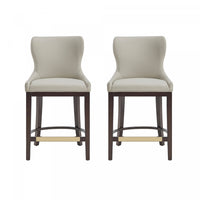 Blair Modern Wood Upholstered Counter Stool in Stone - Set of 2 Bar Stool