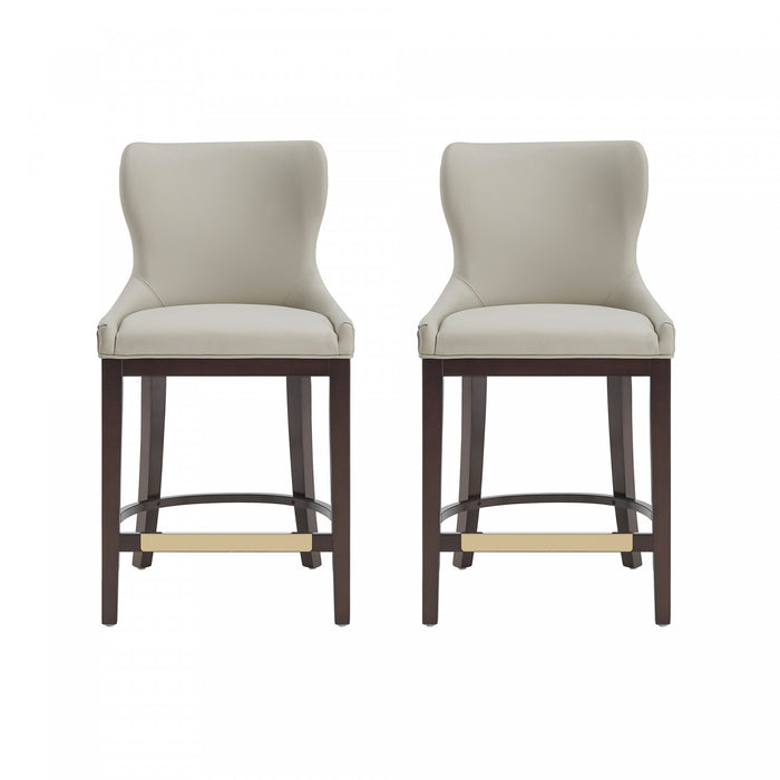 Blair Modern Wood Upholstered Counter Stool in Stone - Set of 2 Bar Stool