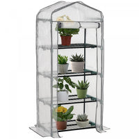 Outsunny Portable Greenhouse with 4 Tier Shelves, Outdoor Hot House, White