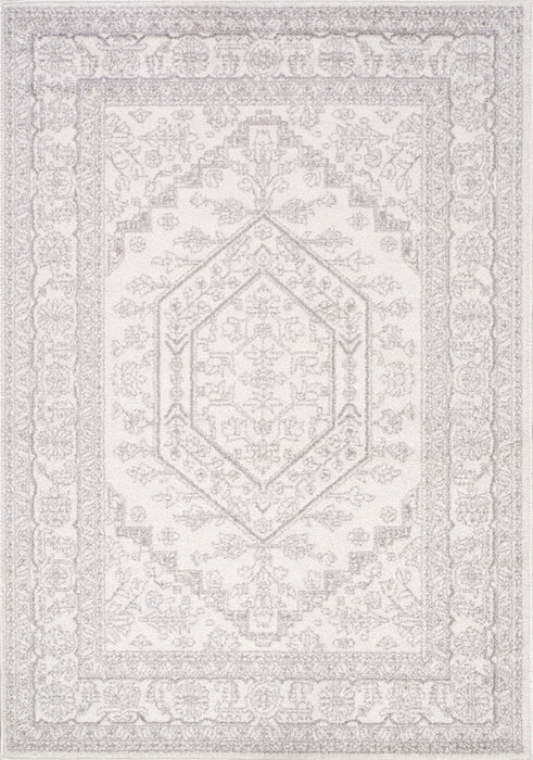 Fallon White Grey Elegant Faded Traditional Rug, 7'10\" x 10'6\" Indoor Area Rug
