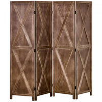 Homcom 5.6ft 4-panel Wooden Room Divider With Foldable Design