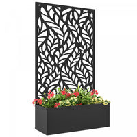 Outsunny Outdoor Privacy Screen With Planter Box, Metal Privacy Panel And Raised Graden Bed, Wall-mo