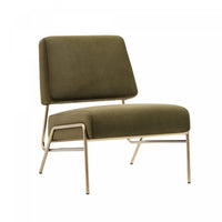 Serenity Contemporary Modern Metal Upholstered Lounge Chair in Forest Green