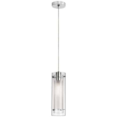 Dainolite Pasha 1 Light Pendant Polished Chrome Finish Clear/Frosted Glass Lamp|Luminaire suspendu Pasha de Dainolite en verre transparent et givré, avec fini chromé poli et 1 ampoule