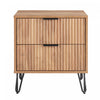 Dumbo Modern 20\" Fluted Nightstand in Golden Brown (2-Drawer)
