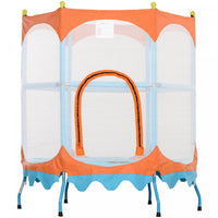 Qaba Trampoline for Kids, 4.6FT Toddler Trampoline Indoor Outdoor Mini Recreational Trampoline with Handlebar, Safety Enclosure Net, Birthday Gifts for Boy Girl, Blue